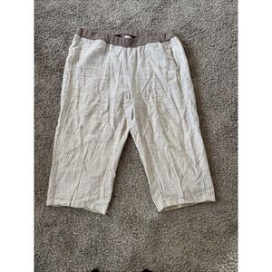 J Jill Love Linen Pants Wide Leg Women 3X Cropped Stretch Waist Relaxed Boho